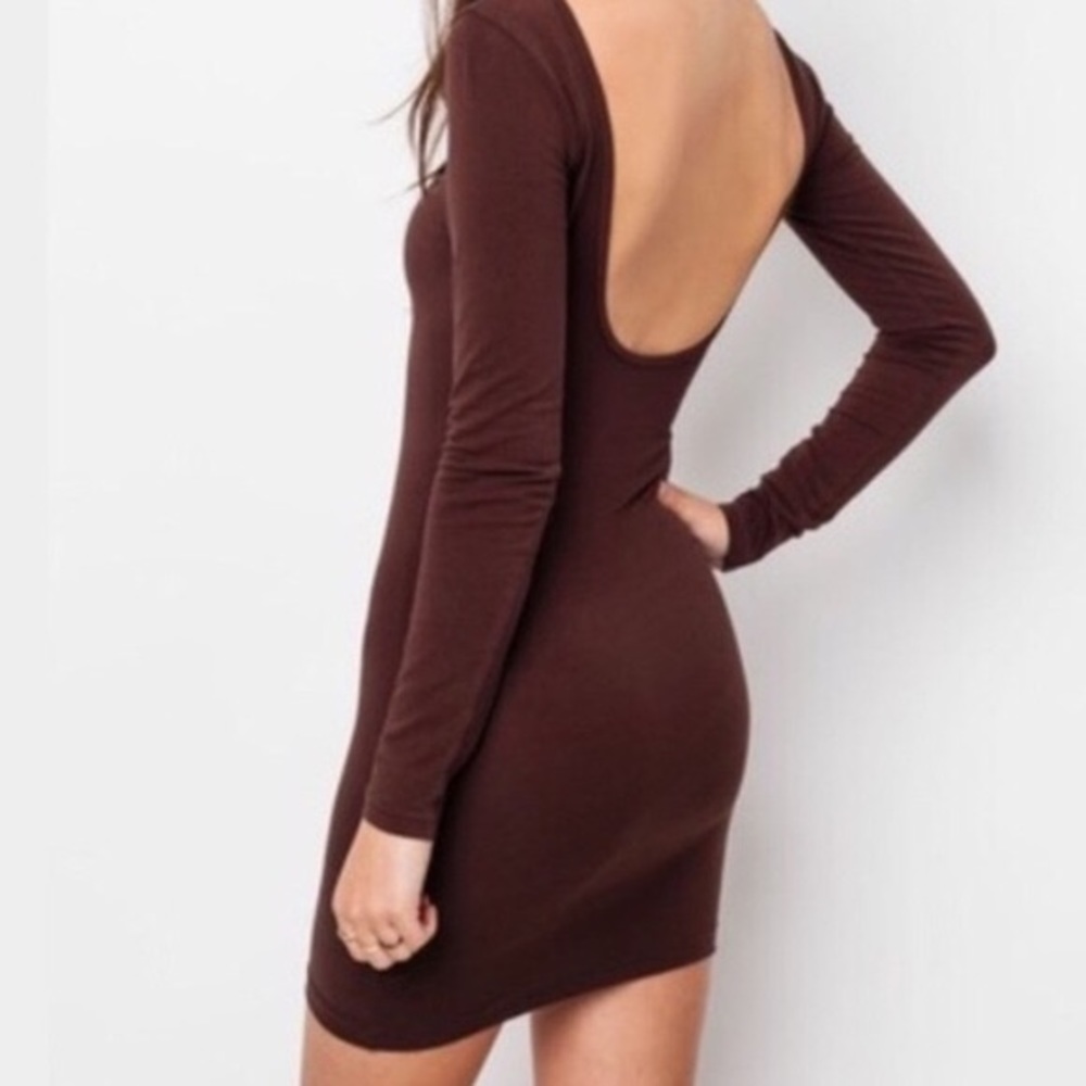 American apparel long sleeve maroon body con dress
